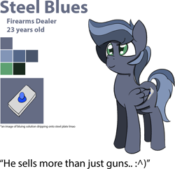 Size: 1439x1390 | Tagged: safe, artist:sapphireponipone, imported from derpibooru, oc, oc only, oc:steel blues, pegasus, male, pegasus oc, reference sheet, simple background, solo, stallion, standing, white background, wings