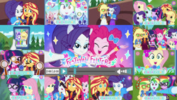 Size: 1280x721 | Tagged: safe, editor:quoterific, imported from derpibooru, applejack, fluttershy, pinkie pie, rainbow dash, rarity, sci-twi, sunset shimmer, twilight sparkle, equestria girls, equestria girls series, festival filters, spoiler:eqg series (season 2), cute, g3, humane five, humane seven, humane six