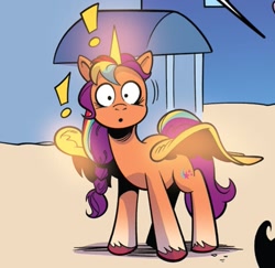 Size: 1079x1049 | Tagged: safe, idw, imported from derpibooru, sunny starscout, alicorn, earth pony, pony, spoiler:comic, spoiler:g5comic, spoiler:g5comic08, :o, artificial horn, artificial wings, augmented, exclamation point, female, g5, horn, magic, magic horn, magic wings, mare, open mouth, race swap, solo, sunnycorn, surprised, unshorn fetlocks, wings
