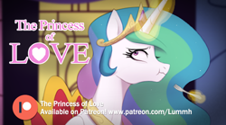 Size: 1000x556 | Tagged: safe, artist:lummh, artist:maren, imported from derpibooru, princess celestia, alicorn, pony, comic:the princess of love, advertisement, comic, eating, glow, glowing horn, horn, magic, magic aura, patreon, patreon exclusive, patreon preview, telekinesis