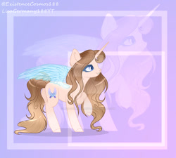 Size: 1024x921 | Tagged: safe, artist:existencecosmos188, imported from derpibooru, oc, oc only, alicorn, pony, alicorn oc, deviantart watermark, female, horn, makeup, mare, obtrusive watermark, raised hoof, smiling, watermark, wings, zoom layer