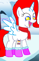 Size: 680x1068 | Tagged: safe, artist:shafiqhafizi70, imported from derpibooru, oc, alicorn, pony, base used, boots, clothes, scarf, shoes, simple background, watermark, winter, winter outfit