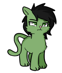 Size: 345x411 | Tagged: safe, artist:neuro, imported from derpibooru, oc, oc only, oc:filly anon, cat, catified, cheek fluff, female, filly, simple background, solo, species swap, transparent background, unamused