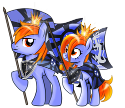 Size: 1740x1497 | Tagged: safe, artist:ruhisu, imported from derpibooru, discord, oc, oc:prince baltic, oc:princess pomerania, earth pony, pony, derpibooru community collaboration, 2023 community collab, brother, brother and sister, cloak, clothes, crown, female, flag, height difference, jewelry, male, mare, mascot, poland, regalia, royalty, shield, siblings, simple background, sister, size difference, stallion, transparent background, tribrony