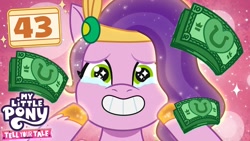 Size: 1280x720 | Tagged: safe, imported from derpibooru, screencap, pipp petals, pegasus, pony, spoiler:tyts01e43, bridlewood spog, crying, female, g5, happy, mare, money, my little pony: tell your tale, smiling, solo focus, tears of joy, thumbnail