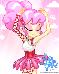 Size: 2015x2490 | Tagged: safe, artist:rjp.rammy, imported from derpibooru, oc, oc:bianca, oc:bianca skyberg, equestria girls, clothes, eyes closed, eyeshadow, makeup, solo, tutu