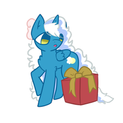 Size: 3000x3000 | Tagged: safe, artist:aurplestarss, imported from derpibooru, oc, oc only, oc:fleurbelle, alicorn, pony, alicorn oc, bow, christmas, female, hair bow, holiday, horn, mare, simple background, solo, surprised, transparent background, wings, yellow eyes