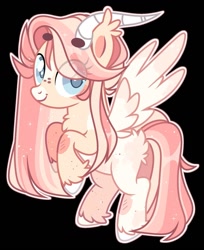 Size: 1113x1362 | Tagged: safe, artist:kreedie, imported from derpibooru, oc, oc only, pony, base used, black background, eye clipping through hair, eyelashes, female, horns, mare, rearing, simple background, smiling, solo, wings