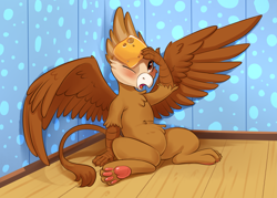 Size: 2535x1818 | Tagged: safe, artist:kittytitikitty, imported from derpibooru, oc, oc only, oc:suban, griffon, cheese, food, griffon oc, paws, underpaw