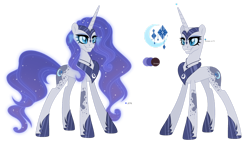 Size: 1280x735 | Tagged: safe, artist:existencecosmos188, imported from derpibooru, nightmare moon, rarity, pony, unicorn, base used, duo, ethereal mane, eyelashes, female, fusion, grin, hoof shoes, mare, peytral, smiling, starry mane