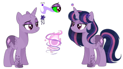 Size: 1392x780 | Tagged: safe, artist:existencecosmos188, imported from derpibooru, twilight sparkle, oc, oc only, oc:shadow star, pony, unicorn, base used, bedroom eyes, duo, eyelashes, female, horn, makeup, mare, offspring, parent:king sombra, parent:twilight sparkle, parents:twibra, red and black oc, simple background, sombra eyes, transparent background, unicorn oc, unicorn twilight