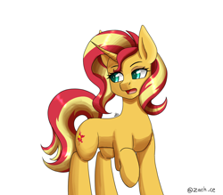 Size: 1600x1400 | Tagged: safe, artist:zachc, imported from derpibooru, sunset shimmer, pony, unicorn, female, looking away, mare, open mouth, signature, simple background, solo, white background