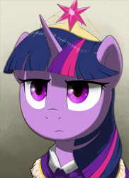 Size: 960x1320 | Tagged: safe, artist:极端唯物, imported from derpibooru, twilight sparkle, pony, unicorn, crown, female, friendship is a lie, jewelry, mare, regalia, solo, unicorn twilight