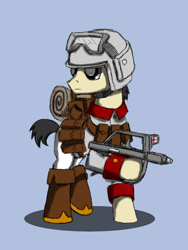 Size: 600x800 | Tagged: safe, artist:efpony, imported from derpibooru, earth pony, pony, army, army helmet, gun, helmet, male, rifle, simple background, solo, weapon