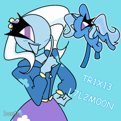 Size: 1000x1000 | Tagged: safe, artist:beetlethecritter, imported from derpibooru, trixie, human, pony, egd, trash