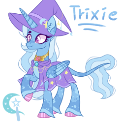 Size: 1280x1280 | Tagged: safe, artist:pinklem0nadepunk, imported from derpibooru, trixie, alicorn, pony, alicornified, alternate universe, cape, clothes, female, hat, leonine tail, mare, race swap, redesign, simple background, solo, tail, transparent background, trixie's cape, trixie's hat, trixiecorn, unshorn fetlocks