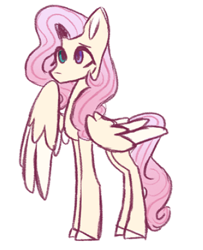 Size: 360x444 | Tagged: safe, artist:butterfly-mak, imported from derpibooru, oc, oc only, oc:orchid monandra, pegasus, pony, colored ears, colored hooves, female, heterochromia, long legs, magical lesbian spawn, mare, no mouth, offspring, parent:fleur-de-lis, parent:fluttershy, parents:flutter de lis, pegasus oc, simple background, solo, tall, white background