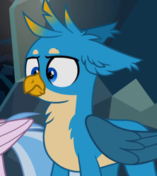 Size: 632x712 | Tagged: safe, artist:mirtash, edit, edited screencap, imported from derpibooru, screencap, gallus, silverstream, classical hippogriff, griffon, hippogriff, what lies beneath, cropped, eared griffon, ears, male, solo focus