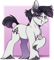 Size: 1226x1367 | Tagged: safe, artist:notetaker, imported from derpibooru, oc, oc only, oc:tripwire, earth pony, hamster, pony, earth pony oc, looking at you, male, pet, raised hoof, stallion, unshorn fetlocks