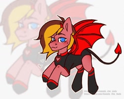 Size: 1280x1026 | Tagged: safe, artist:хлебушек, imported from derpibooru, oc, oc only, oc:drew dru, incubus, incubus pony, pony, bat wings, devil tail, no pupils, solo, tail, wings, zoom layer