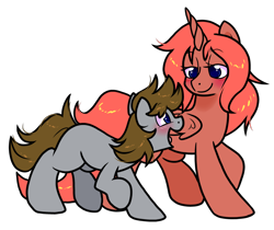 Size: 1550x1300 | Tagged: safe, artist:paperbagpony, imported from derpibooru, oc, alicorn, earth pony, pony, derpibooru community collaboration, 2023 community collab, alicorn oc, duo, female, horn, mother and child, mother and daughter, simple background, transparent background, wings