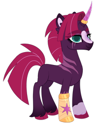 Size: 1026x1305 | Tagged: safe, artist:twilightpriincess, imported from derpibooru, tempest shadow, pony, amputee, artificial horn, prosthetic leg, prosthetic limb, prosthetics, scar, simple background, slim, solo, thin, transparent background