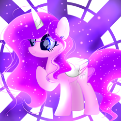 Size: 2048x2048 | Tagged: safe, artist:harmonyvitality-yt, imported from derpibooru, oc, oc only, oc:star breeze, alicorn, pony, alicorn oc, ethereal mane, eyelashes, female, horn, mare, raised hoof, simple background, solo, starry mane, transparent background, wings