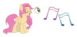 Size: 903x438 | Tagged: safe, artist:lanternik, imported from derpibooru, fluttershy, pegasus, pony, base used, eyes closed, female, mare, redesign, simple background, singing, solo, transparent background, wings