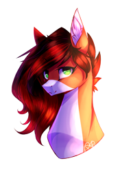 Size: 1410x2015 | Tagged: safe, artist:prettyshinegp, imported from derpibooru, oc, oc only, fox, fox pony, hybrid, pony, bust, countershading, signature, simple background, smiling, transparent background