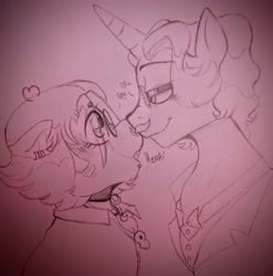 Size: 2950x2981 | Tagged: safe, artist:dsstoner, imported from ponybooru, fancypants, oc, oc:mena, bat pony, pony, undead, unicorn, vampire, vampony, boop, canon x oc, heart, heart eyes, noseboop, open mouth, shipping, smiling, traditional art, wingding eyes