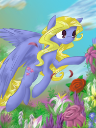 Size: 768x1024 | Tagged: safe, artist:timeywimeywhooves, imported from derpibooru, lily blossom, pegasus, pony, female, mare, scenery, solo
