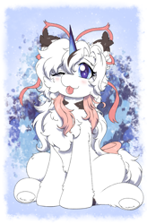 Size: 1185x1806 | Tagged: safe, artist:焰心fireworks, imported from derpibooru, oc, oc only, oc:yilo, pony, unicorn, :p, female, horn, mare, one eye closed, sitting, solo, tongue out, unicorn oc