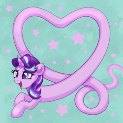 Size: 2000x2000 | Tagged: safe, artist:confetticakez, imported from derpibooru, starlight glimmer, pony, unicorn, cute, doodle, female, glimmerbetes, heart, high res, long glimmer, long pony, mare, open mouth, open smile, smiling, solo, stars, wat