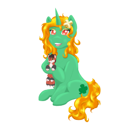 Size: 2500x2500 | Tagged: safe, artist:darnelg, imported from derpibooru, oc, oc only, oc:emerald isle, unicorn, derpibooru community collaboration, 2023 community collab, horn, kitsune, plushie, simple background, transparent background, unicorn oc