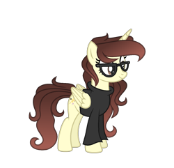 Size: 1353x1305 | Tagged: safe, artist:darbypop1, imported from derpibooru, oc, oc only, oc:darby, alicorn, pony, alicorn oc, female, glasses, horn, mare, simple background, solo, transparent background, wings