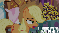 Size: 1920x1080 | Tagged: safe, edit, edited screencap, editor:quoterific, imported from derpibooru, screencap, applejack, earth pony, pony, maud pie (episode), applejack's hat, cowboy hat, hat, solo, stetson