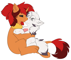 Size: 2644x2227 | Tagged: source needed, safe, artist:beardie, imported from derpibooru, oc, oc:polina star, oc:yiazmat, dracony, dragon, hybrid, pony, unicorn, chest fluff, couple, female, french kiss, horn, hybrid oc, kiss on the lips, kissing, male, paws, shipping, simple background, transparent background, unicorn oc