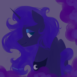 Size: 4000x4000 | Tagged: safe, artist:homeofphoenix, artist:wutongtree, imported from derpibooru, princess luna, alicorn, pony, fanfic art, female, filly, foal, looking at you, peytral, simple background, solo