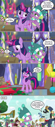 Size: 1136x2596 | Tagged: safe, artist:silverbuller, edit, edited screencap, imported from derpibooru, screencap, spike, twilight sparkle, alicorn, dragon, best gift ever, candy, candy cane, christmas wreath, clothes, comic, food, scarf, screencap comic, statue, string lights, striped scarf, twilight sparkle (alicorn), twilight's castle, winged spike, wings, wreath