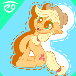 Size: 2000x2000 | Tagged: safe, artist:papacruda09, imported from derpibooru, applejack, earth pony, pony, adorable face, applejack's hat, cowboy hat, cute, female, hat, looking at you, mare, simple background, sitting, solo