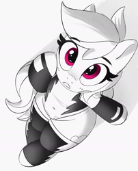 Size: 1470x1817 | Tagged: safe, artist:pabbley, imported from derpibooru, rainbow dash, pegasus, pony, clothes, cute, dashabetes, female, grayscale, looking at you, looking up, looking up at you, mare, monochrome, open mouth, partial color, simple background, solo, uniform, white background, wonderbolts uniform