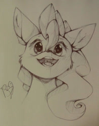 Size: 1059x1348 | Tagged: safe, artist:prettyshinegp, imported from derpibooru, pinkie pie, earth pony, pony, :d, bust, ear fluff, female, mare, open mouth, open smile, signature, smiling, solo, traditional art