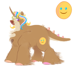 Size: 1074x1011 | Tagged: safe, artist:lanternik, imported from derpibooru, oc, oc only, pony, unicorn, horn, male, pronouns, simple background, smiley face, smiling, solo, stallion, unicorn oc, white background