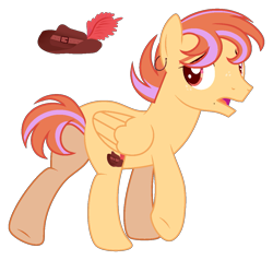 Size: 1143x1086 | Tagged: safe, artist:lanternik, imported from derpibooru, oc, oc only, pegasus, pony, base used, butt, hat, magical lesbian spawn, male, offspring, parent:spitfire, parent:suri polomare, pegasus oc, plot, raised hoof, simple background, solo, stallion, transparent background, underhoof