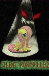 Size: 6466x10075 | Tagged: safe, artist:metadragonart, imported from derpibooru, fluttershy, pegasus, pony, absurd resolution, crying, fanfic art, floppy ears, hair over one eye, monster, silent hill 2, sitting, traditional art