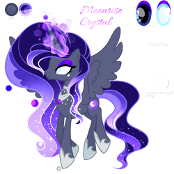 Size: 2048x2048 | Tagged: safe, artist:harmonyvitality-yt, imported from derpibooru, oc, oc only, oc:moonrise nebula crystal, alicorn, pony, alicorn oc, base used, ethereal mane, female, hoof shoes, horn, mare, offspring, parent:king sombra, parent:princess luna, parents:lumbra, peytral, princess shoes, simple background, solo, spread wings, starry mane, story included, transparent background, wings