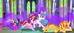 Size: 1280x569 | Tagged: safe, imported from twibooru, sunset shimmer, twilight sparkle, alicorn, alicornified, death, image, my little pony, png, race swap, shimmercorn