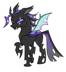 Size: 1726x1884 | Tagged: artist needed, safe, imported from derpibooru, oc, oc only, changeling, derpibooru community collaboration, 2023 community collab, changeling oc, purple changeling, raised hoof, simple background, solo, transparent background