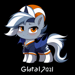 Size: 768x768 | Tagged: safe, editor:mr-bat, imported from derpibooru, oc, oc only, oc:circadian bedside, bat pony, pony, ai content, ai generated, bat pony oc, black background, chibi, generator:purplesmart.ai, generator:stable diffusion, male, simple background, solo, spread wings, text, wings