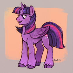 Size: 1335x1333 | Tagged: safe, artist:birdoffnorth, imported from derpibooru, twilight sparkle, alicorn, classical unicorn, pony, cloven hooves, female, grin, mare, passepartout, signature, slim, smiling, solo, twilight sparkle (alicorn), unshorn fetlocks